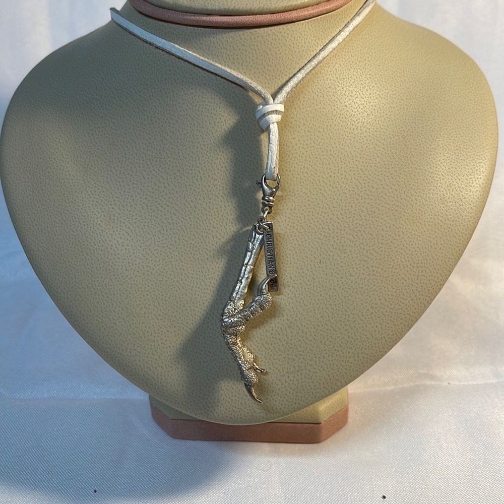 CHRISTIAN DADA Craw Leather Cord Pendant Necklace